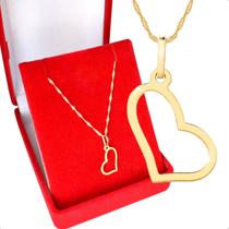 Corrente Cordão Feminino Ouro 18k 750 40cm + Pingente Coração Corrente Cordão Feminino Ouro 18k 750 40cm + Pingente Coração