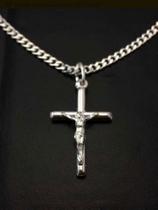 Corrente Cordão Infantil Prata 925 Grumet 45 Cm C/ Crucifix