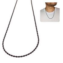 Corrente Cordão Masculino 60Cm Elo Baiano Trançado 2Mm E 3Mm