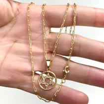 Corrente Cordão Masculino Com Pingente estrela de Davi Banhado A Ouro Com Garantia Corrente Cordão Masculino Com Pingente estrela de Davi Banhado A Ouro Com Garantia