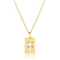 Corrente Cordão Masculino com Pingente Placa Cruz Em Ouro 18k Corrente Cordão Masculino com Pingente Placa Cruz Em Ouro 18k