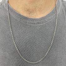 Corrente Cordao Masculino Elo Português 70cm Aço Inox Prata