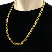 Corrente Cordão Masculino Grumet 8mm Banhado a Ouro 18K Colar Grossa