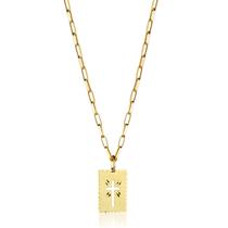 Corrente Cordão Masculino Pingente Placa Cruz Em Ouro 18k Corrente Cordão Masculino Pingente Placa Cruz Em Ouro 18k