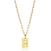 Corrente Cordão Masculino + Pingente Placa Cruz Em Ouro 18k Corrente Cordão Masculino + Pingente Placa Cruz Em Ouro 18k