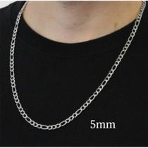 Corrente cordão Masculino Prata 70cm Elo 3x1 aço inox 316l