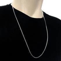 Corrente Cordão Masculino Tijolinho Fina 2mm Aço Inox Prata