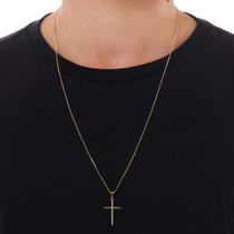 Corrente cordão masculino veneziana 70cm + pingente cruz banhado a ouro 18k mimoo joias