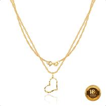 Corrente Cordão Ouro 18K 45cm + Pingente Coração