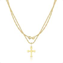 Corrente Cordão Ouro 18k 750 + Pingente Cruz