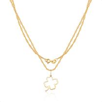Corrente Cordão Ouro 18k Com Pingente Trevo 45cm