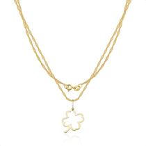 Corrente Cordão Ouro 18k Com Pingente Trevo 50cm