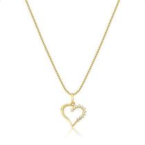 Corrente Cordão Ouro 18k + Coração C/ Zircônias