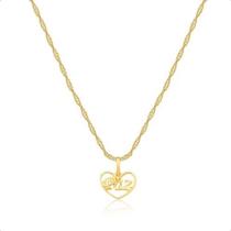 Corrente Cordão Ouro 18k E Pingente Paz Ouro 18k