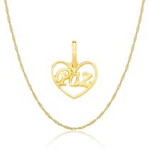 Corrente Cordão Ouro 18k E Pingente Paz Ouro 18k Corrente Cordão Ouro 18k E Pingente Paz Ouro 18k