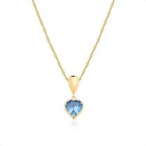 Corrente Cordão Ouro 18k Pingente Gota e Coração 40cm