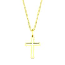Corrente Cordão Piastrine 70cm Pingente Cruz Crucifixo De Ouro 18k Masculino Maciço Corrente Cordão Piastrine 70cm Pingente Cruz Crucifixo De Ouro 18k Masculino Maciço