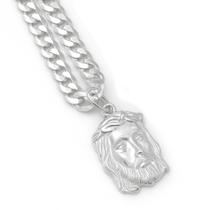 Corrente Cordão Prata 925 Grumet 70cm Ping. Face Cristo Corrente Cordão Prata 925 Grumet 70cm Ping. Face Cristo
