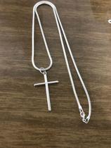 Corrente Cordão Prata Maciça 925 70 Cm Rabo Rato C Crucifixo