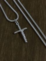 Corrente Cordão Prata Maciça 925 80 Cm Rabo Rato C Crucifixo Corrente Cordão Prata Maciça 925 80 Cm Rabo Rato C Crucifixo