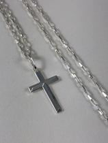 Corrente Cordão Prata Maciça 925 Bloquinho 70cm Crucifixo
