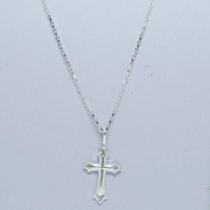 Corrente Cordão Prata Maciça 925 C/ Pingente Crucifixo 60cm