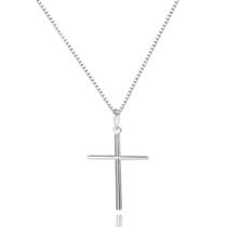Corrente Cordão Prata Maciça 925 C/ Pingente Crucifixo 70cm