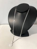 Corrente Cordão Prata Maciça 925 Grumet Flat 60 Cm Pai Nosso