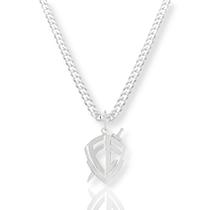 Corrente Cordão Prata Maciça 925 Grumet Flat 60cm Pingente