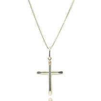 Corrente Cordão Prata Masculina 925 60cm Fina Ping Crucifixo