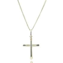 Corrente Cordão Prata Masculina 925 60cm Fina Ping.Crucifixo