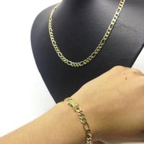 Corrente Cordão + Pulseira C/ Fecho Gaveta Folheada A Ouro 18k 3 X 1 Masculino - Excelente Acabamento Corrente Cordão + Pulseira C/ Fecho Gaveta Folheada A Ouro 18k 3 X 1 Masculino - Excelente Acabamento