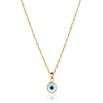 Corrente Cordão Singapura + Pingente Olho Grego Ouro 18k