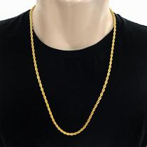 Corrente Cordão Trançado Baiano 4mm Colar Masculino 60cm Elo Torcido