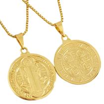 Corrente Cordão Veneziana 60 cm Masculina Pingente São Bento Proteção Banhado a Ouro 18k Corrente Cordão Veneziana 60 cm Masculina Pingente São Bento Proteção Banhado a Ouro 18k