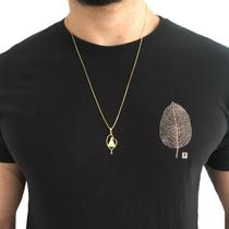 Corrente Cordão Veneziana 60 cm Pingente Terço Rosário Nossa Senhora Aparecida Banhado a Ouro 18k