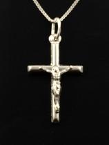 Corrente Cordão Veneziana Prata Maciça 925 C/ Crucifixo 60cm