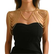 Corrente corporal Gold Halter Metal Tassel para mulheres com 37 cm de comprimento Corrente corporal Gold Halter Metal Tassel para mulheres com 37 cm de comprimento