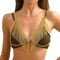 Corrente corporal Sexy Gold Tassel, moda feminina, joias de peito Corrente corporal Sexy Gold Tassel, moda feminina, joias de peito