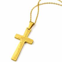 Corrente Cruz Reza Pai Nosso 50cm Banhado Ouro 18k Luxo Premium Alta Qualidade Religiosa Reza Corrente Cruz Reza Pai Nosso 50cm Banhado Ouro 18k Luxo Premium Alta Qualidade Religiosa Reza