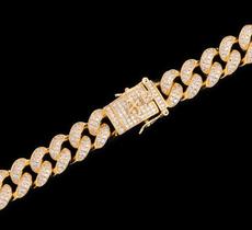 Corrente Cuban Cravejada Ouro 14K - 50CM - Aporro Corrente Cuban Cravejada Ouro 14K - 50CM - Aporro