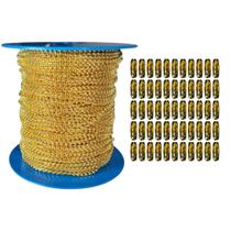 Corrente De Bolinha 2mm 10 Metros Dourada + 200 Fecho Canoa