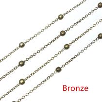 Corrente de Bolinhas 3,5mm em Bronze, Ouro e Prata - 5 Metros para Bijuterias