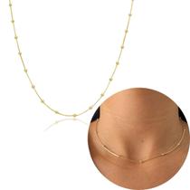 Corrente de bolinhas pequena ouro 18k 40cm chocker banhada