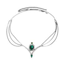 Corrente De Cabelo Multicamadas Em Forma De V Com Strass Verde, Acessório De Moda Para Mulheres,