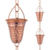 Corrente de chuva Marrgon Copper Hammered Bell Style com 2,6 m de comprimento