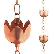 Corrente de chuva, sinos e copos decorativos de cobre marrgon com 90 cm de comprimento