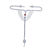 Corrente De Cintura De Cristal Vermelho Com Strass Para Mulheres, Joia De Biquíni Sexy, Harness