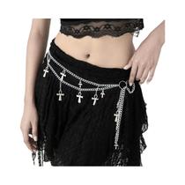Corrente De Cintura Feminina Punk Multicamadas Com Pingente De Cruz E Borlas, Joia Corporal De Metal Corrente De Cintura Feminina Punk Multicamadas Com Pingente De Cruz E Borlas, Joia Corporal De Metal