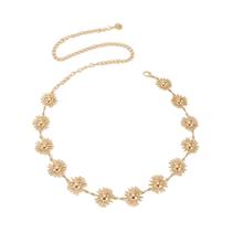 Corrente de cintura moderna de metal girassol dourado ajustável acessórios para vestido hottie